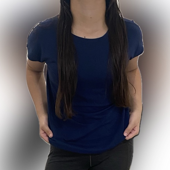 A dark blue athletic running top - Picture 2 of 5